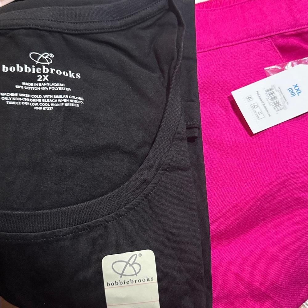 Bobbie Brooks Black Top and Pink linen short Set. YOU GET BOTH! 2X